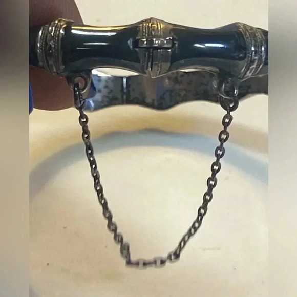 SIAM STERLING SILVER HINGED BANGLE BRACELET. VINTAGE - Picture 11 of 11